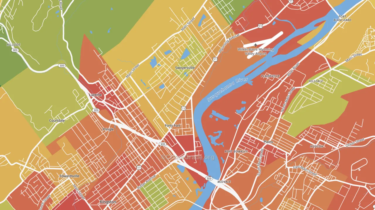 Forty Fort, PA Map of Theft Rates