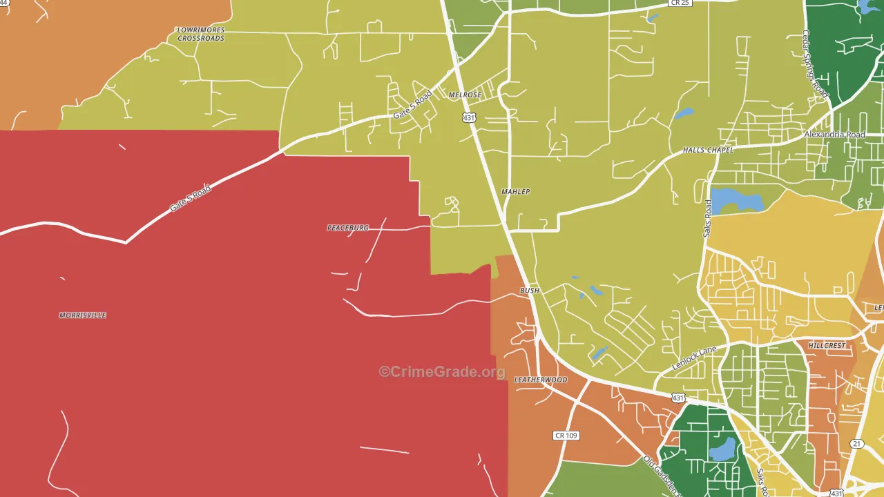 Fosheeton, AL Map of Theft Rates
