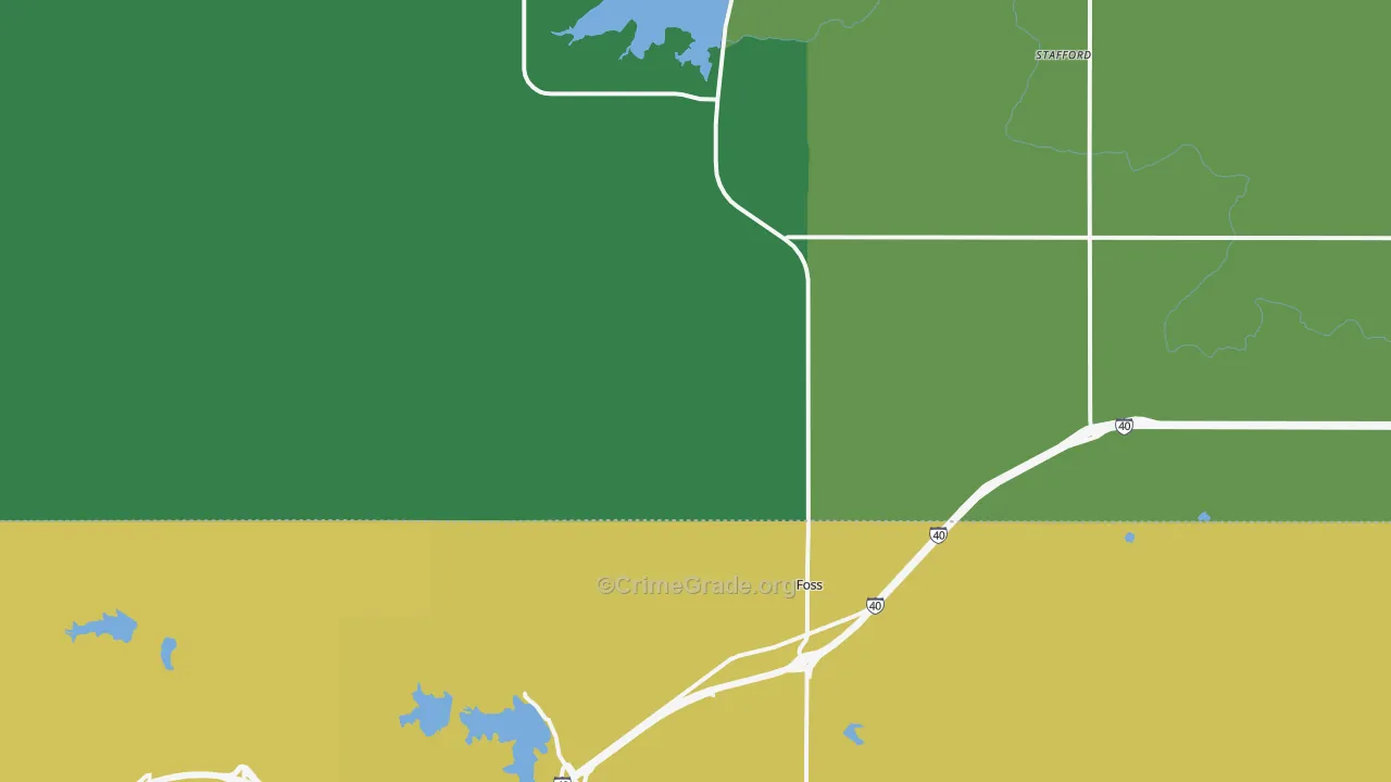 Foss, OK Map of Theft Rates