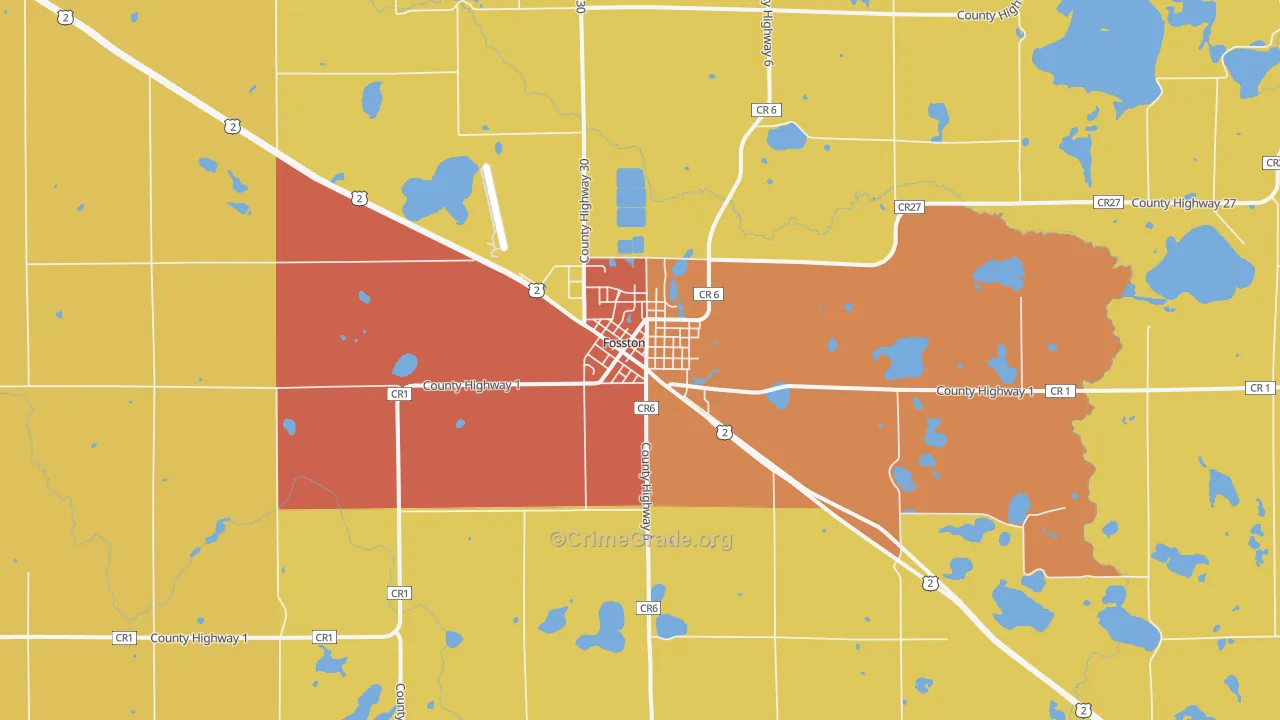 Fosston, MN Map of Theft Rates