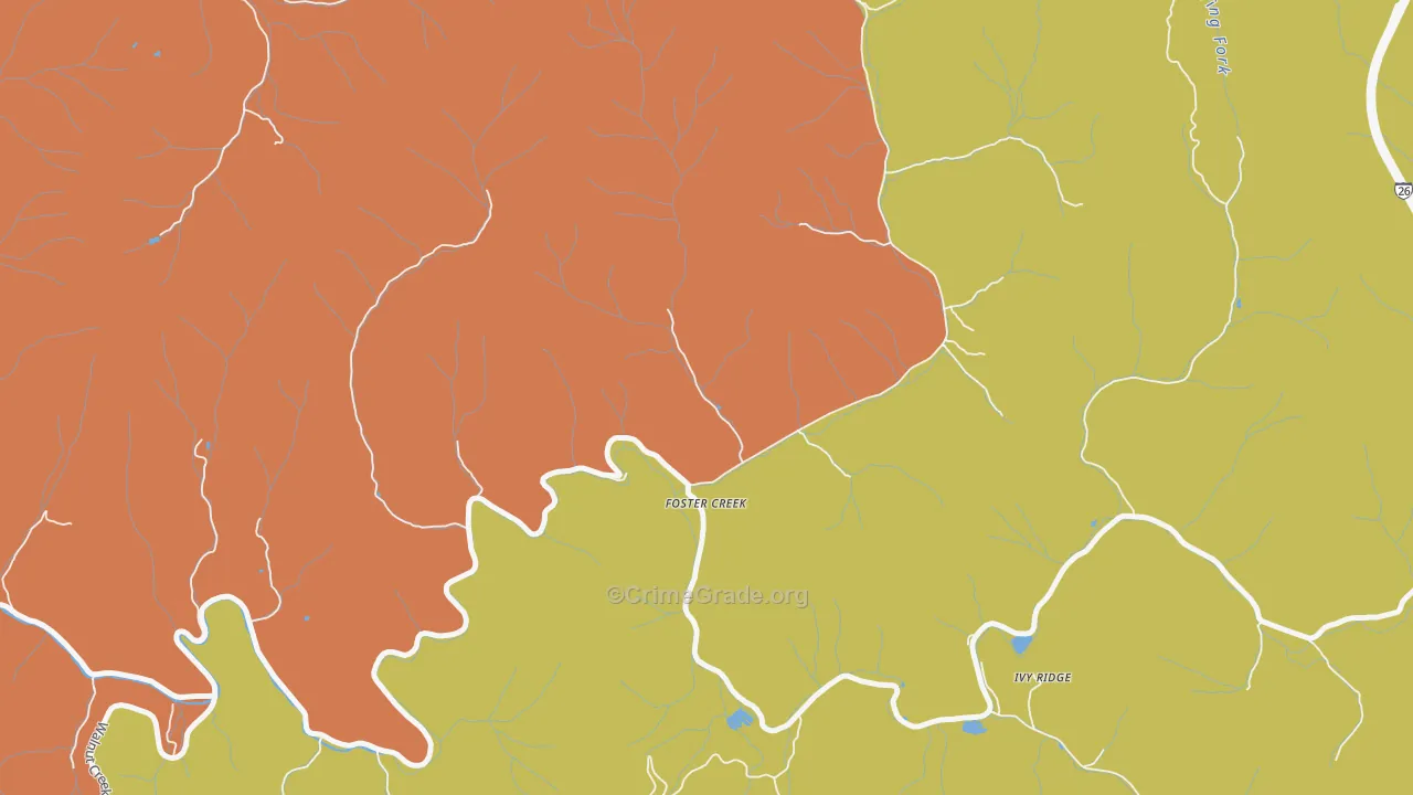 Foster Creek, NC Map of Theft Rates