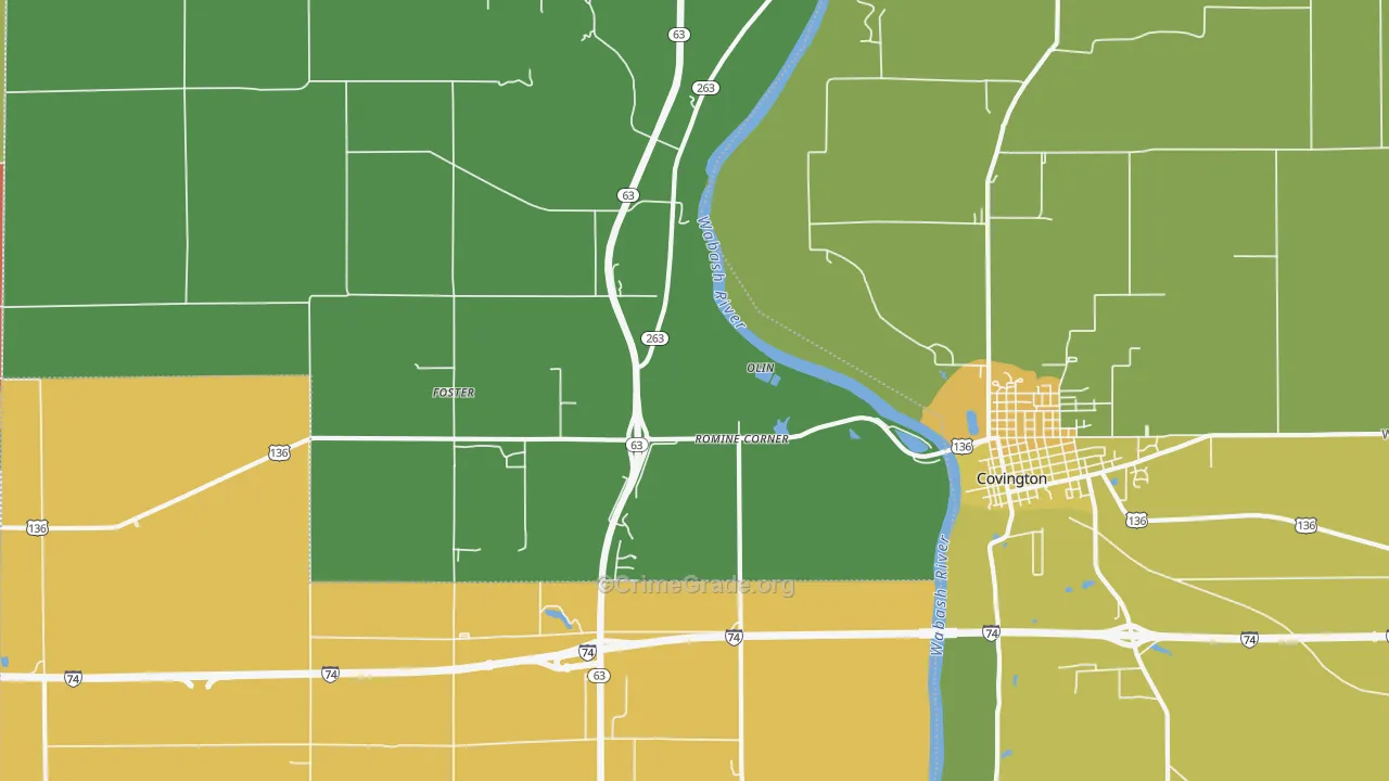 Foster, IN Map of Theft Rates
