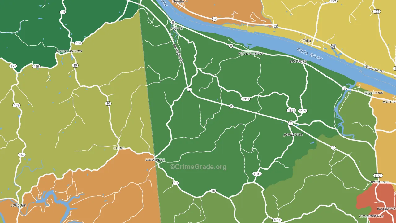 Foster, KY Map of Theft Rates