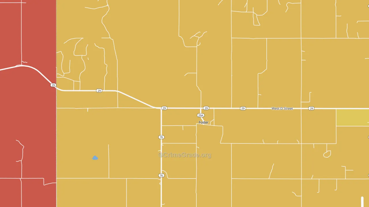 Foster, OK Map of Theft Rates
