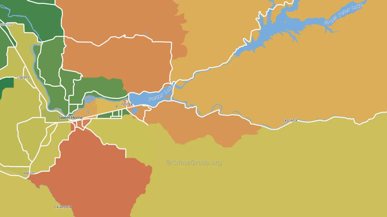 Foster, OR Map of Theft Rates