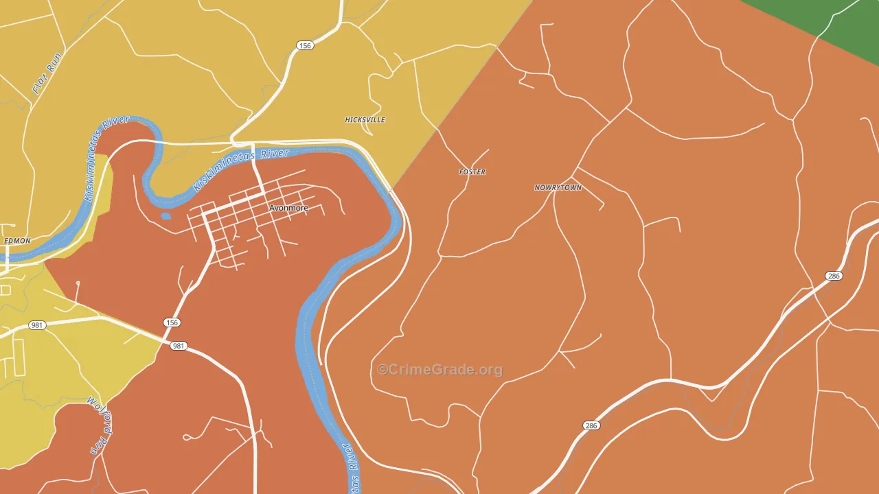Foster, PA Map of Theft Rates
