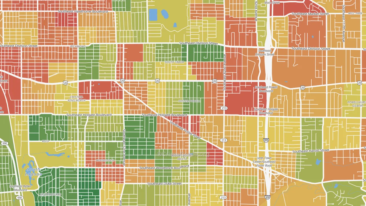 Foster-Powell, Portland, OR Map of Theft Rates