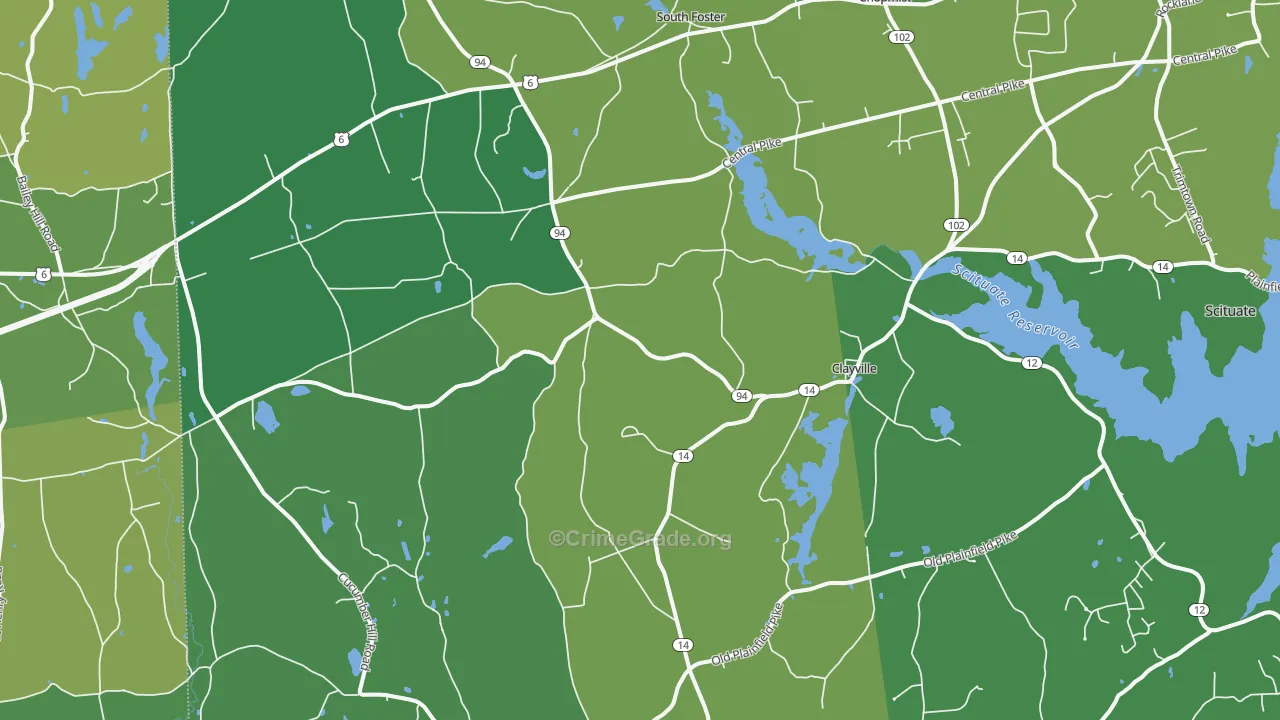 Foster, RI Map of Theft Rates