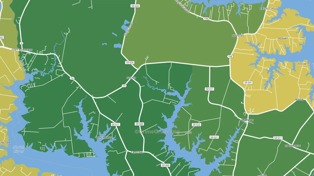 Foster, VA Map of Theft Rates