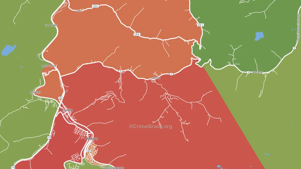 Foster, WV Map of Theft Rates