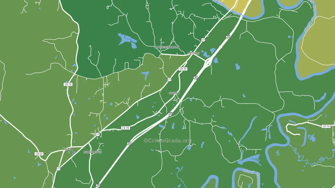 Fosters, AL Map of Theft Rates