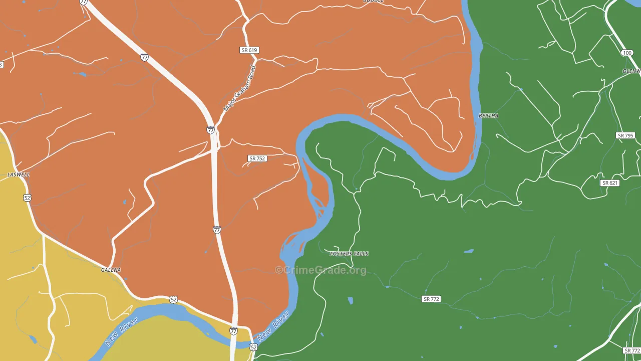 Fosters Falls, VA Map of Theft Rates