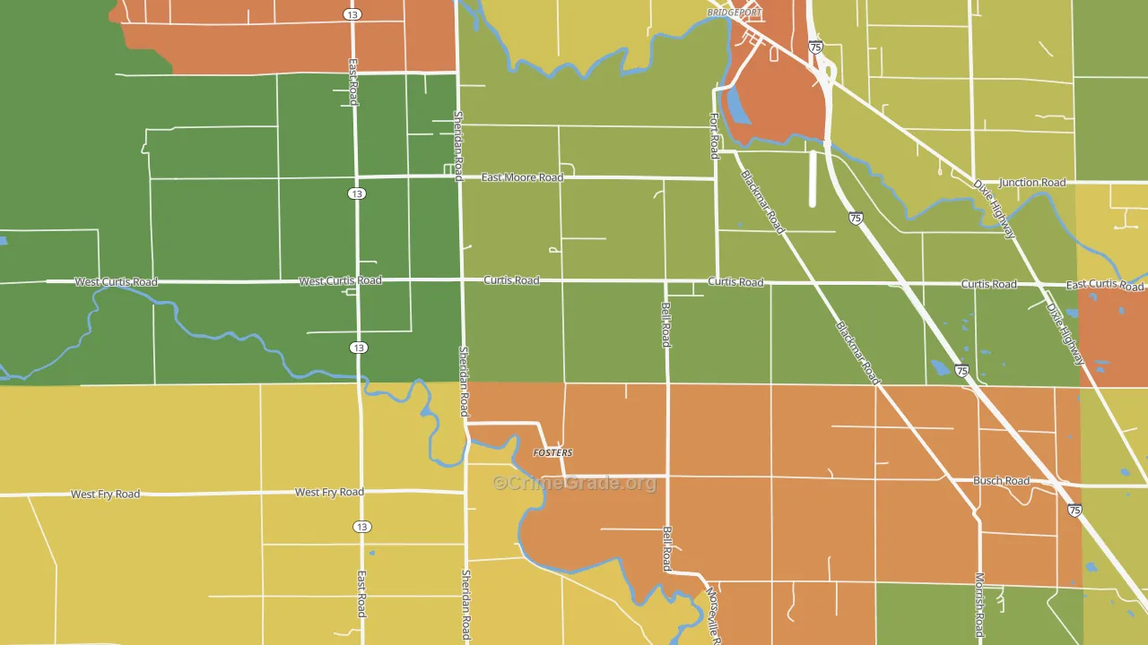 Fosters, MI Map of Theft Rates