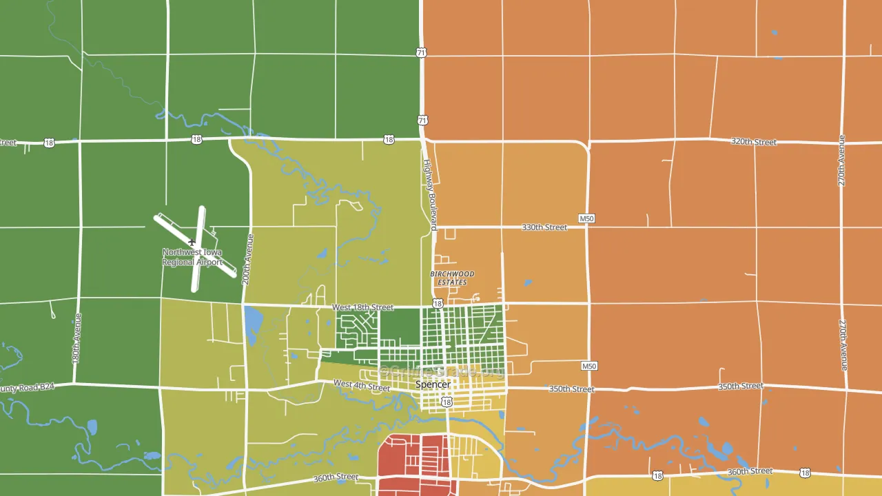 Fostoria, IA Map of Theft Rates