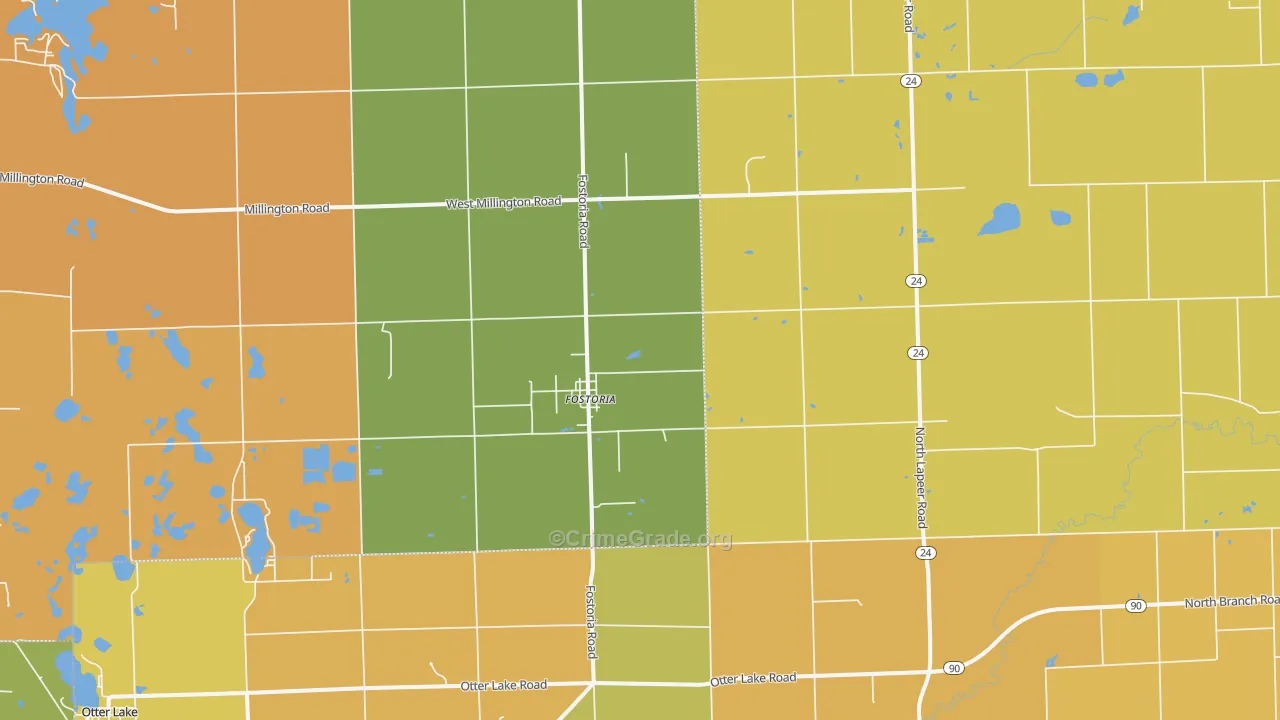 Fostoria, MI Map of Theft Rates