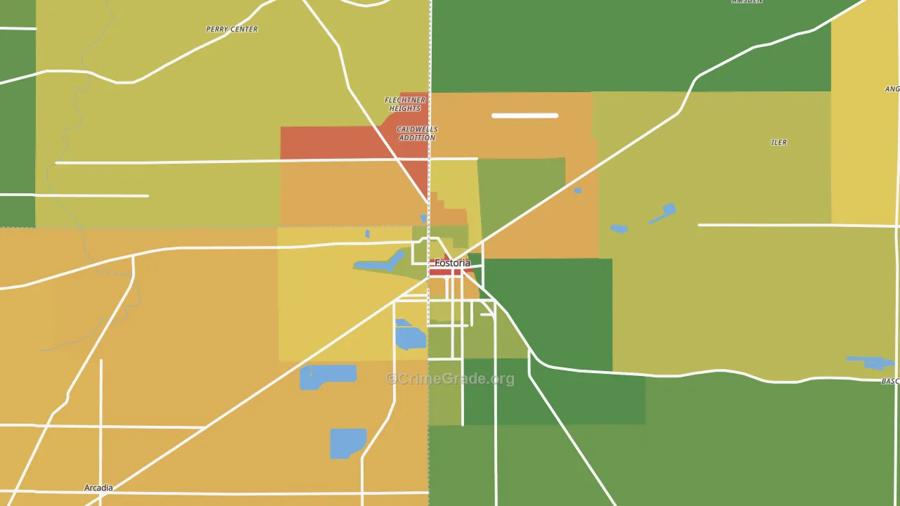Fostoria, OH Map of Theft Rates
