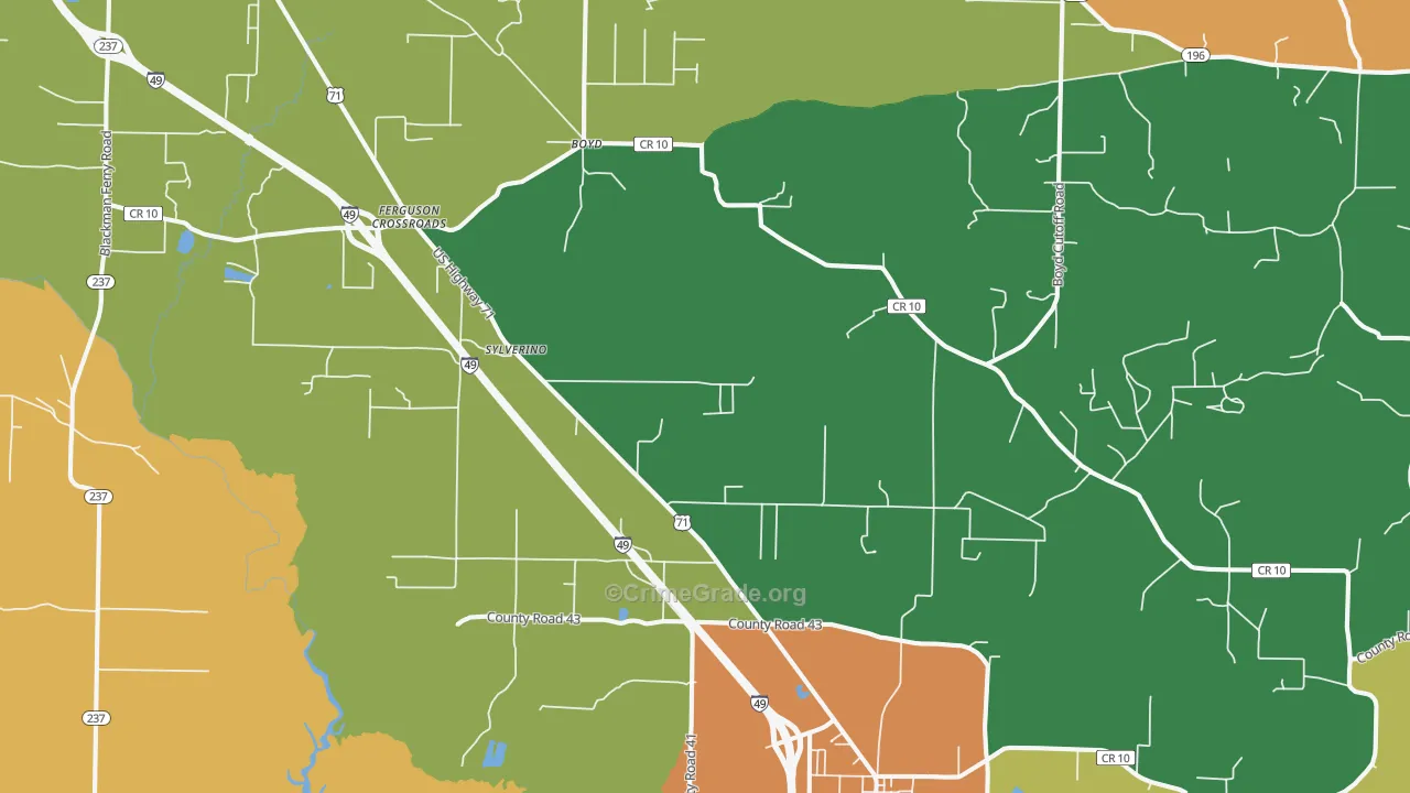Fouke, AR Map of Theft Rates