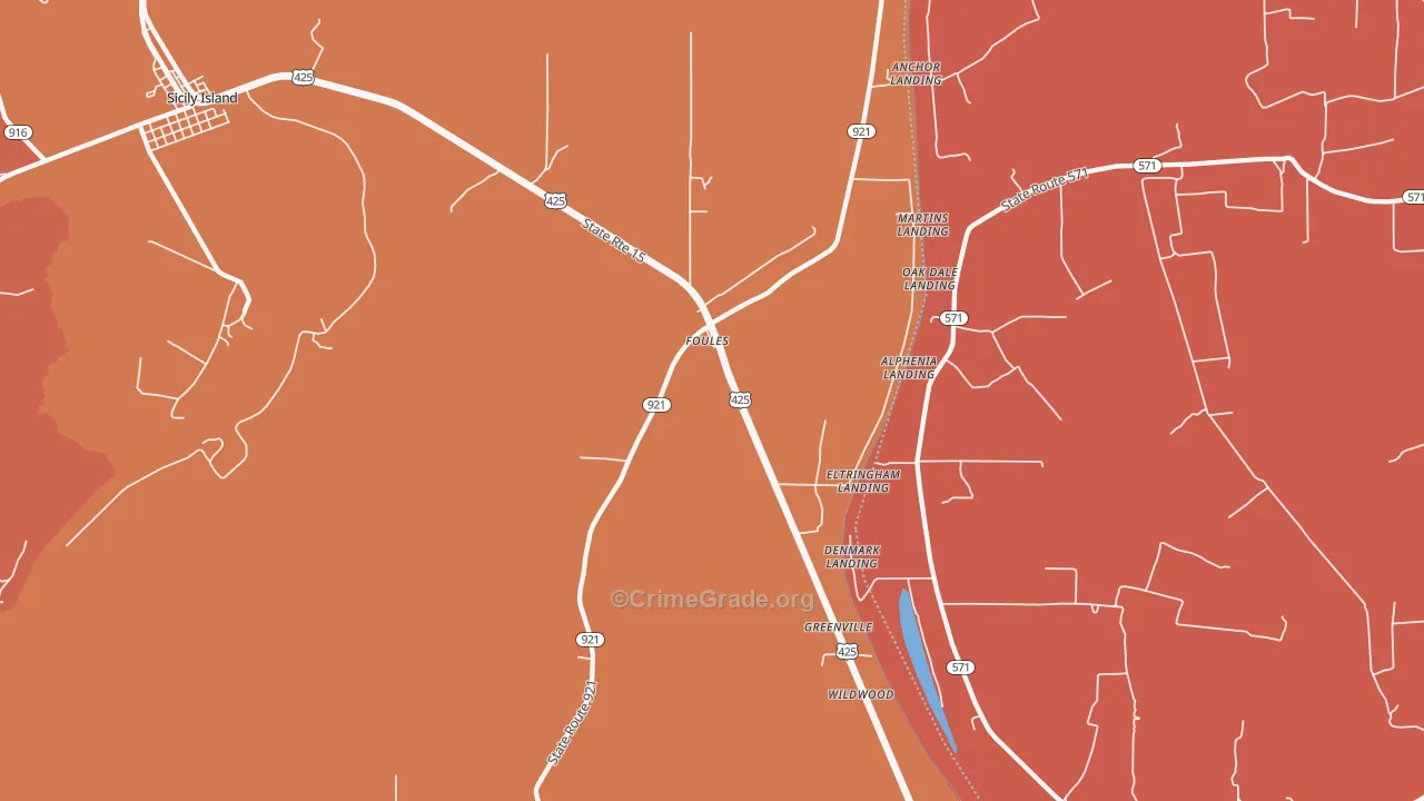 Foules, LA Map of Theft Rates