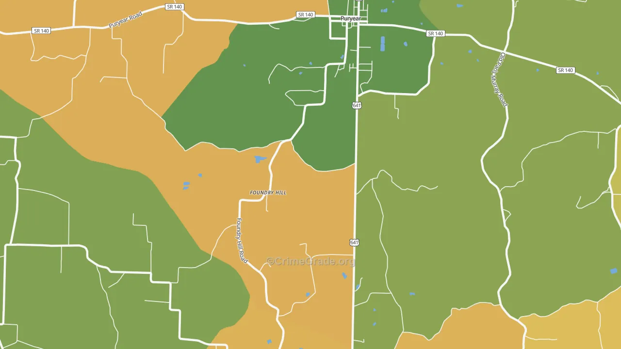 Foundry Hill, TN Map of Theft Rates