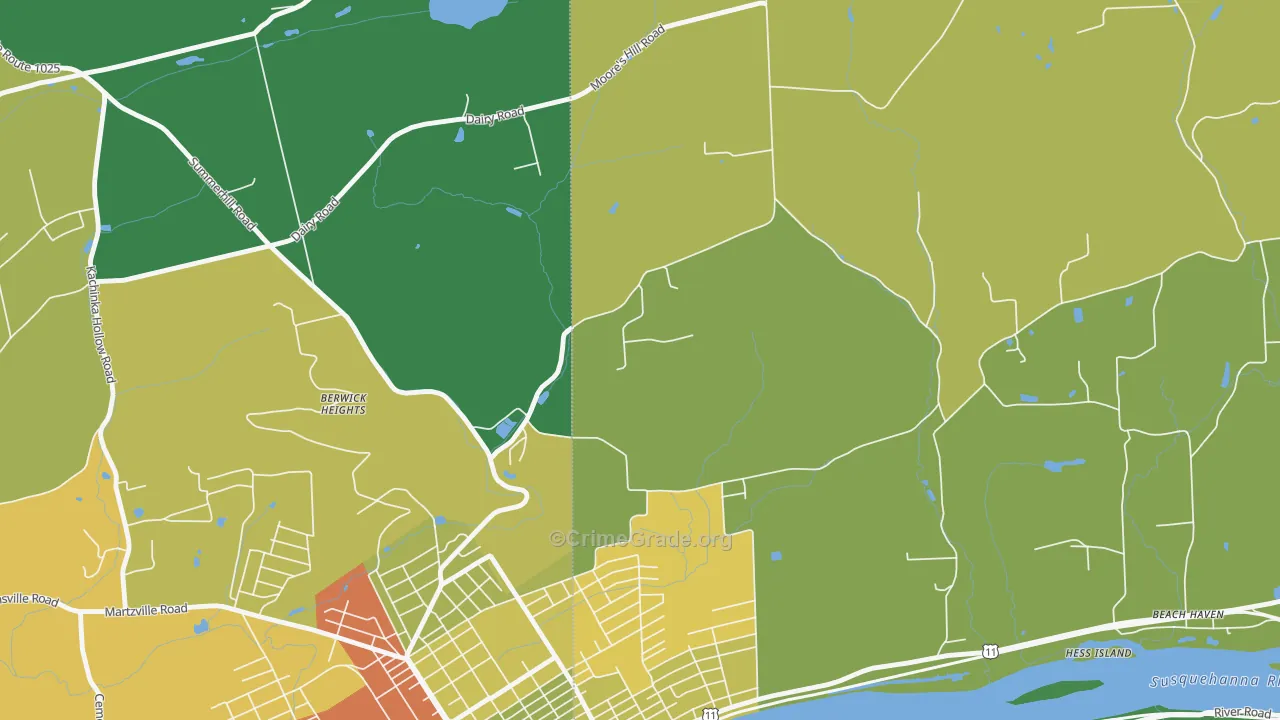 Foundryville, PA Map of Theft Rates