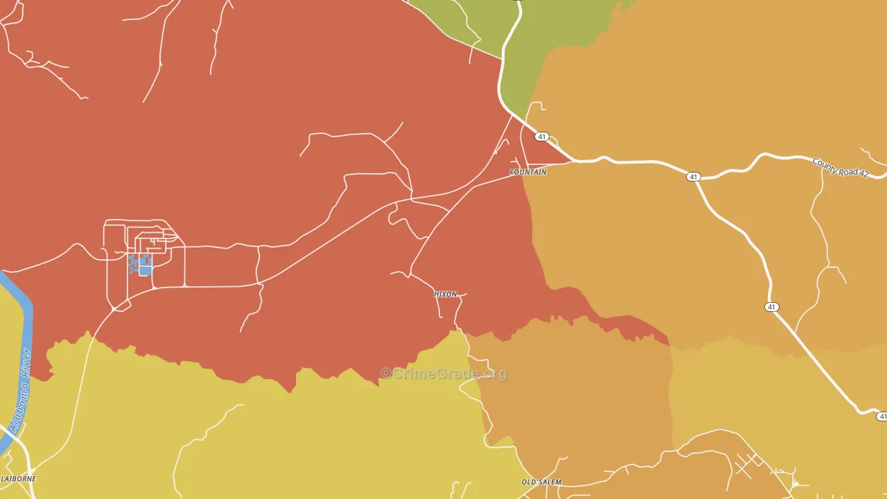 Fountain, AL Map of Theft Rates