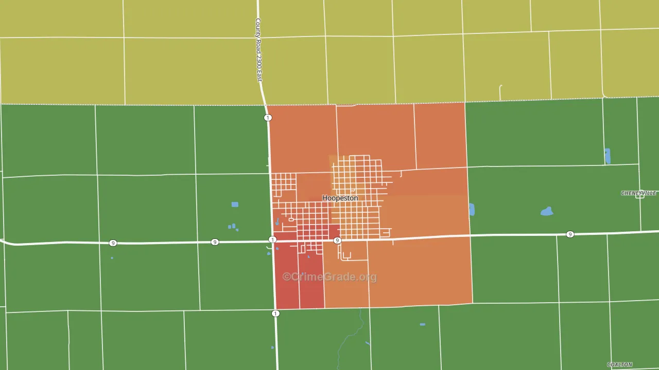 Fountain Creek, IL Map of Theft Rates