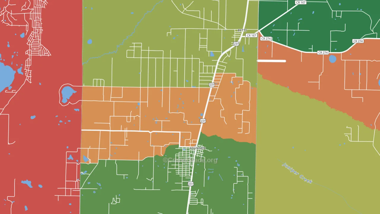 Fountain, FL Map of Theft Rates