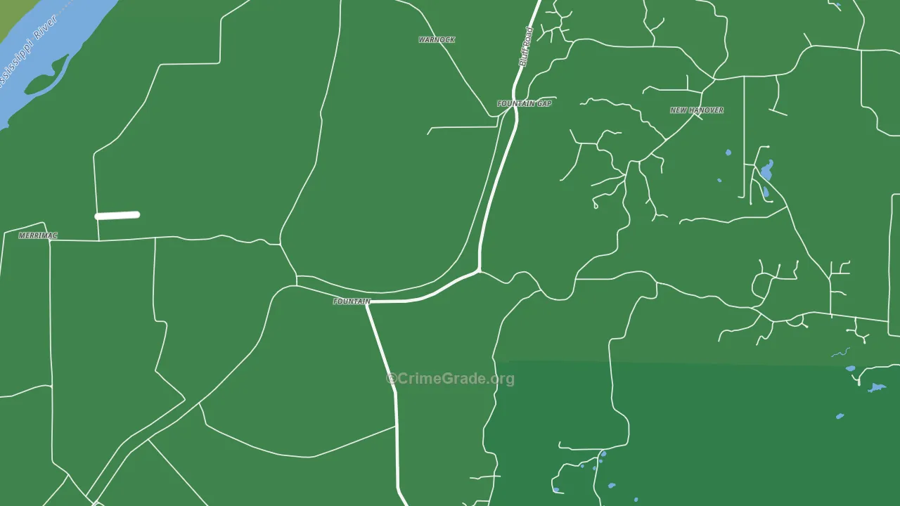 Fountain Gap, IL Map of Theft Rates
