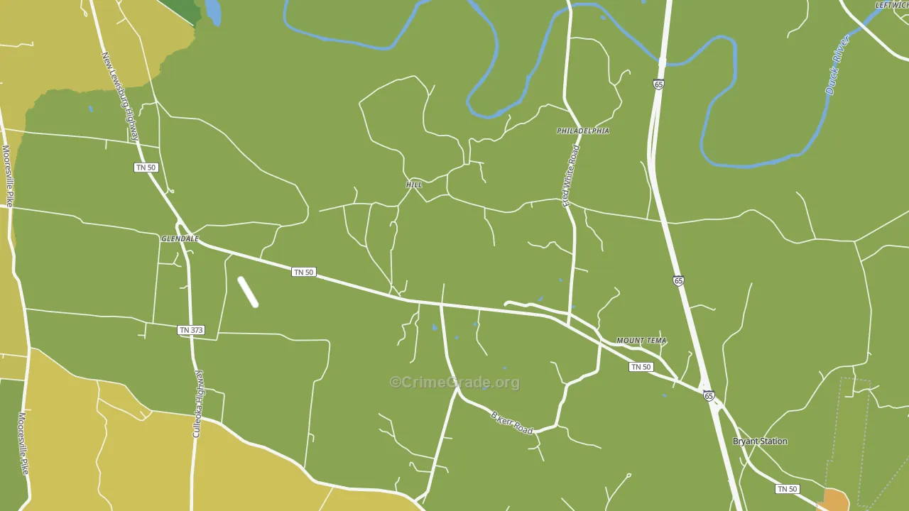 Fountain Heights, TN Map of Theft Rates