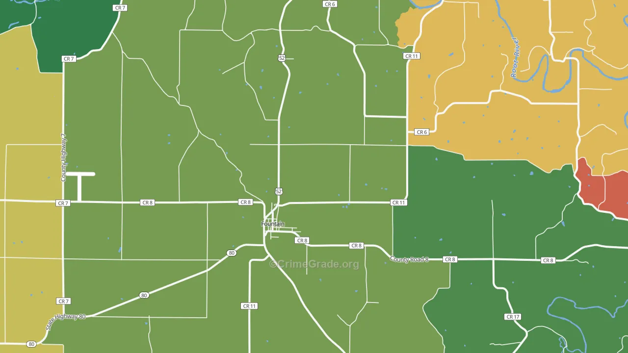 Fountain, MN Map of Theft Rates