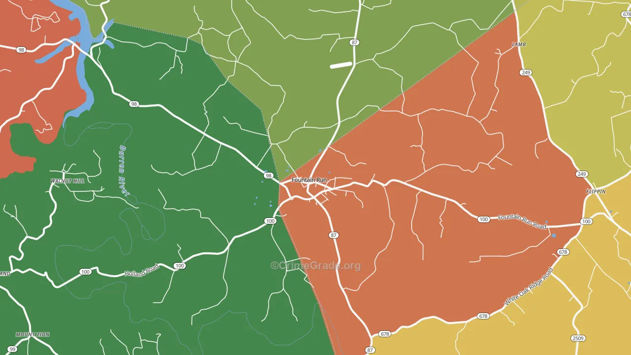 Fountain Run, KY Map of Theft Rates