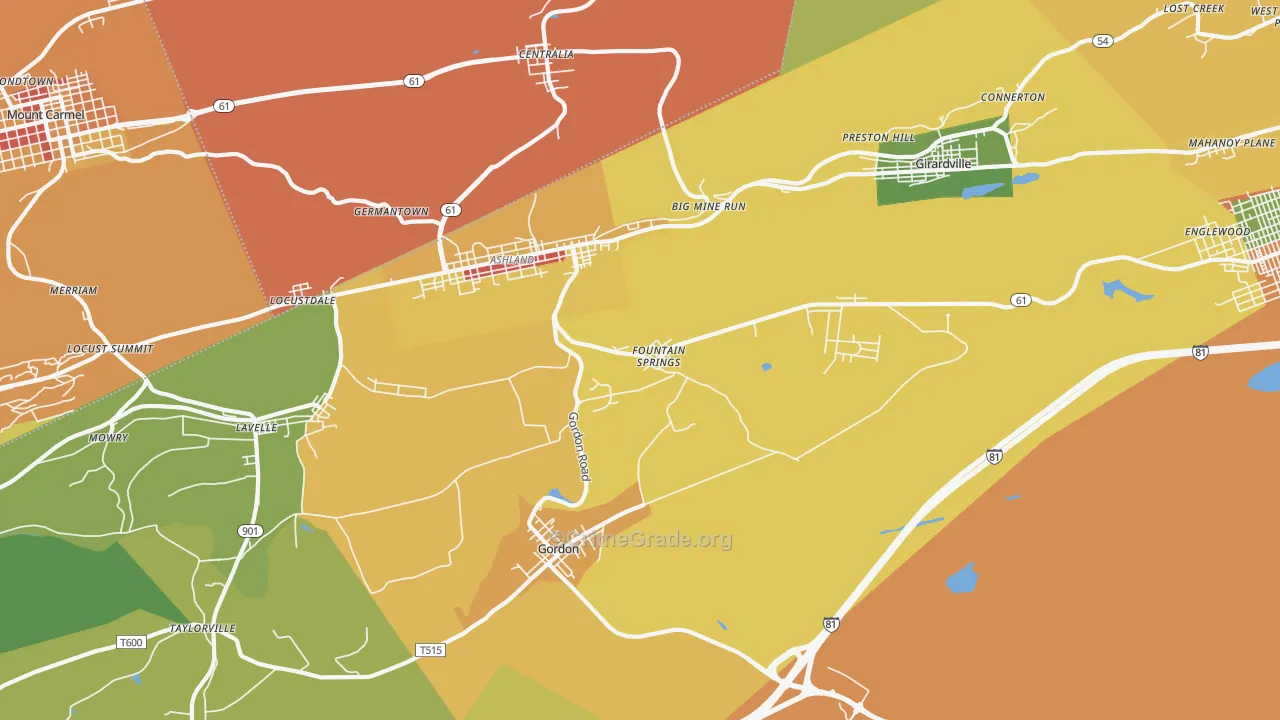 Fountain Springs, PA Map of Theft Rates