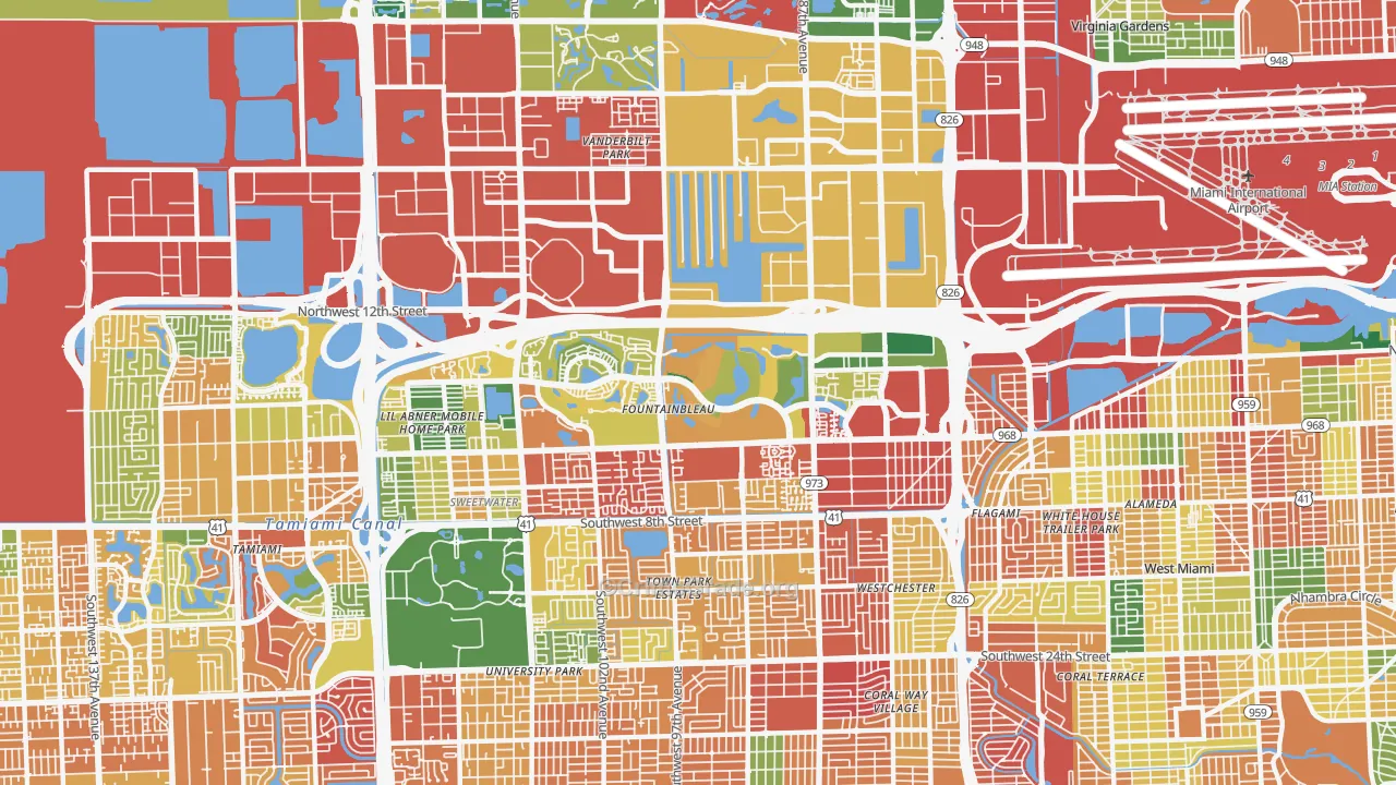 Fountainebleau, FL Map of Theft Rates