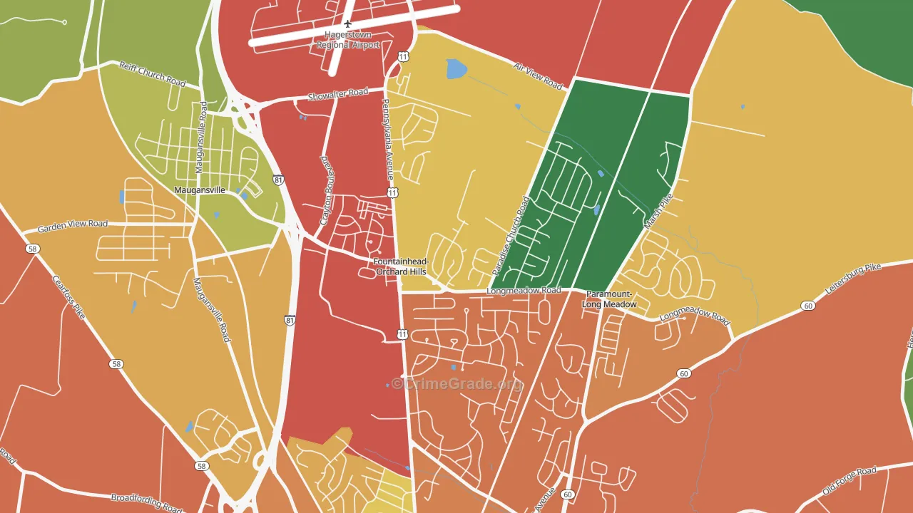 Fountainhead-Orchard Hills, MD Map of Theft Rates