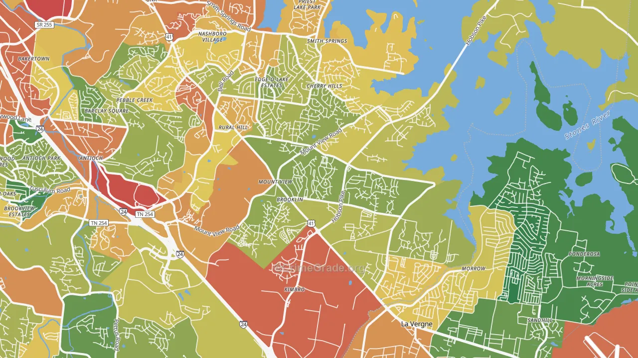 Four Corners, Antioch, TN Map of Theft Rates