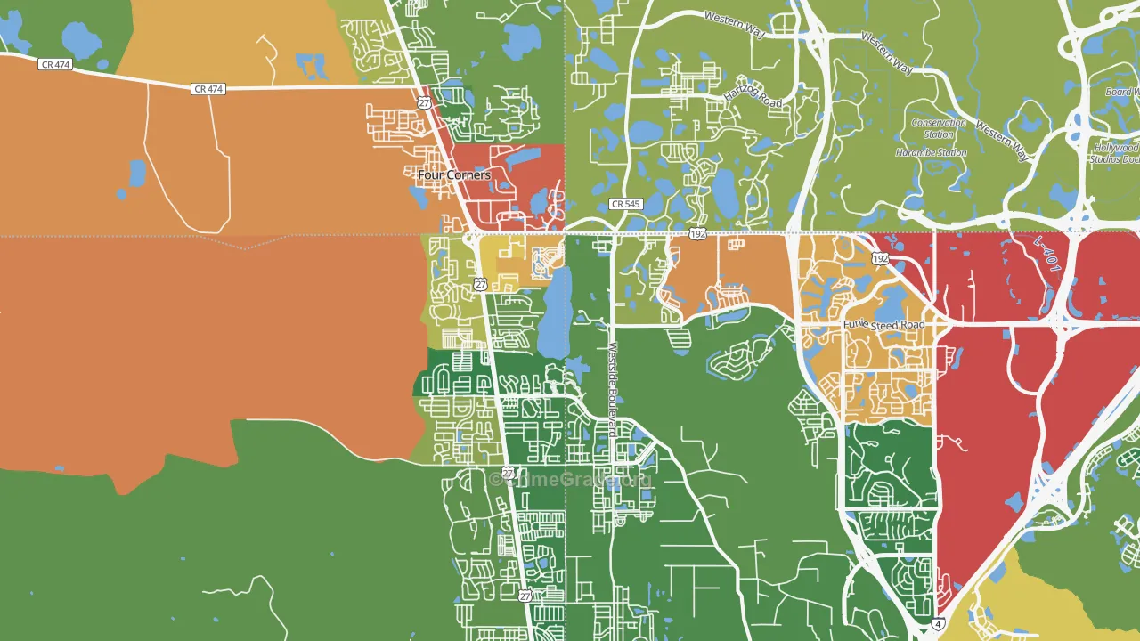 Four Corners, FL Map of Theft Rates