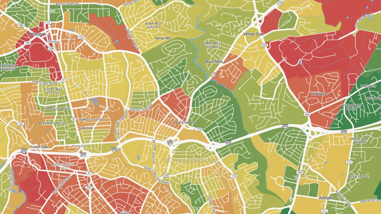 Four Corners, MD Map of Theft Rates