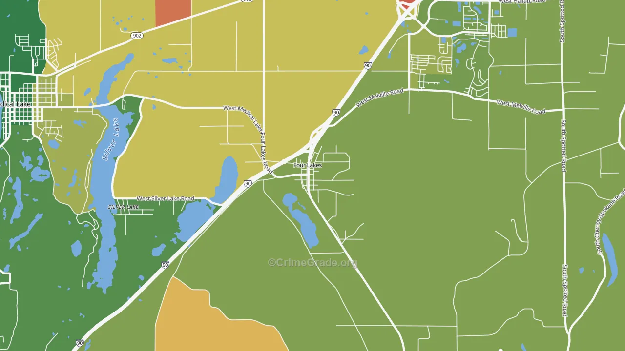 Four Lakes, WA Map of Theft Rates
