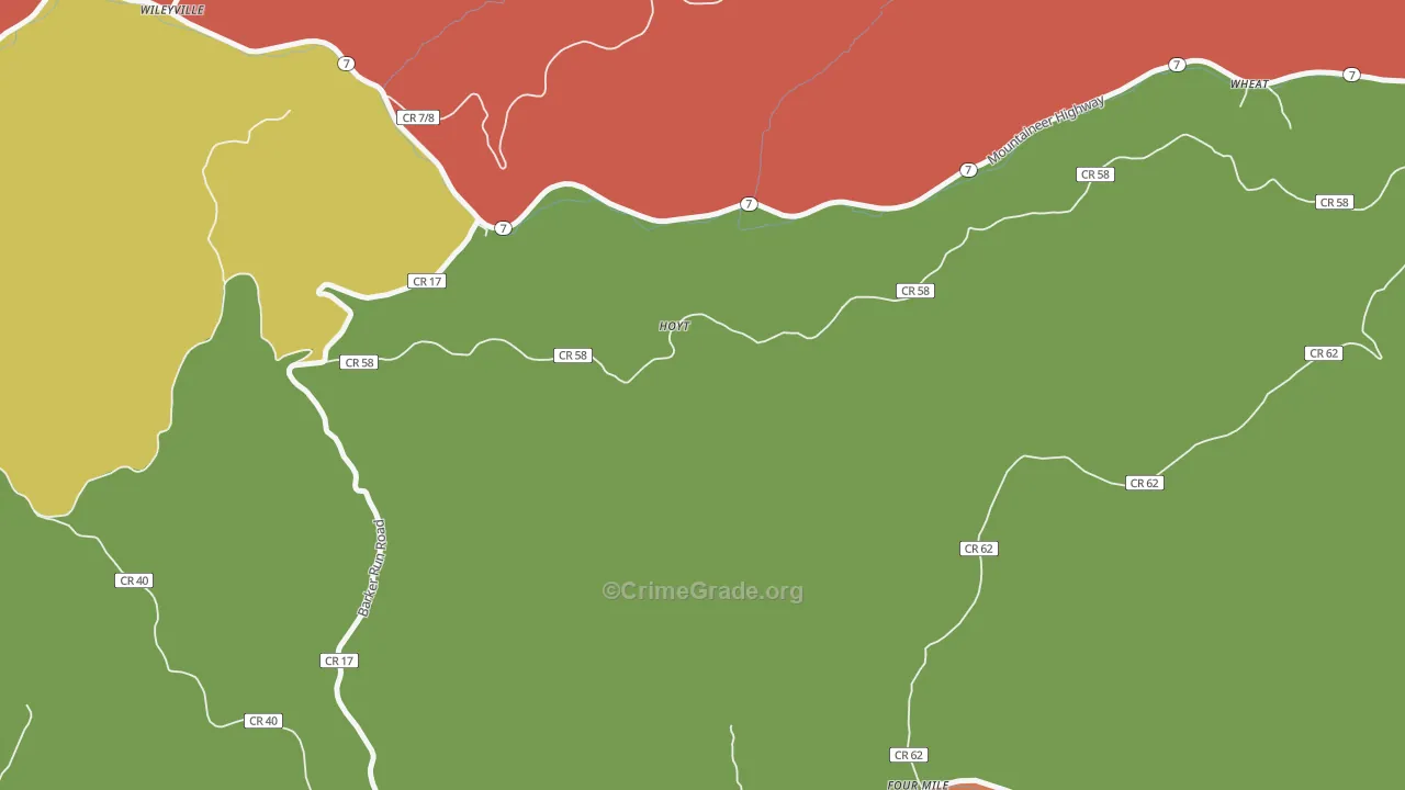Four Mile, WV Map of Theft Rates