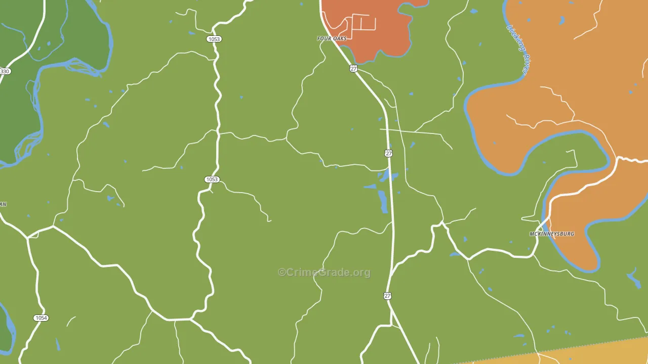Four Oaks, KY Map of Theft Rates