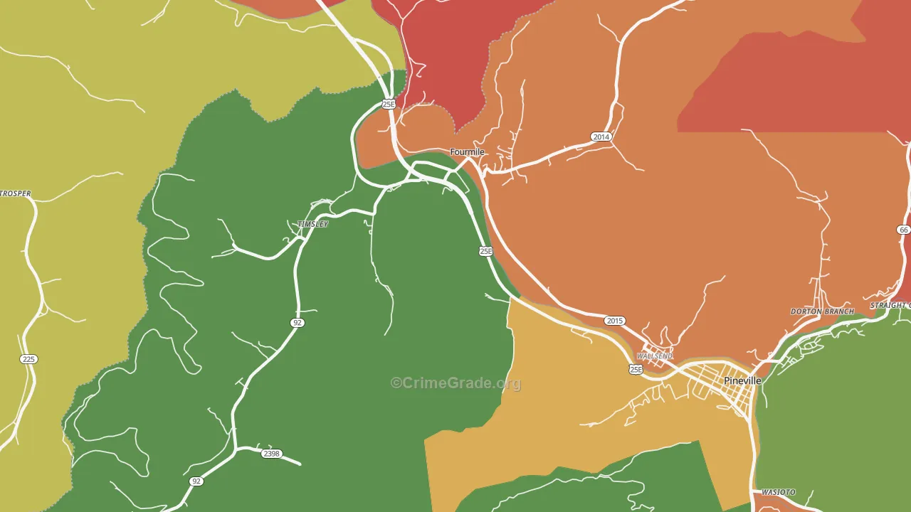 Fourmile, KY Map of Theft Rates