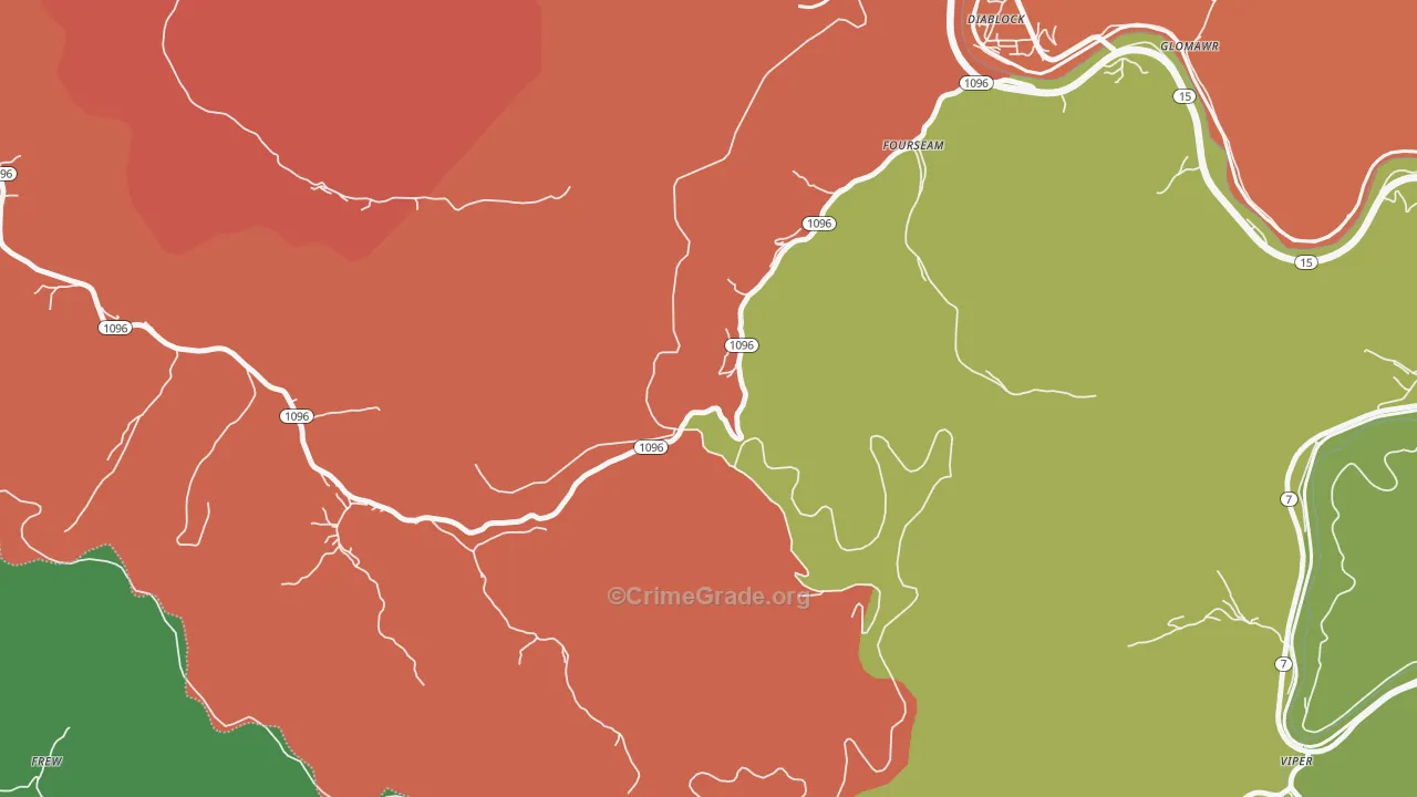 Fourseam, KY Map of Theft Rates