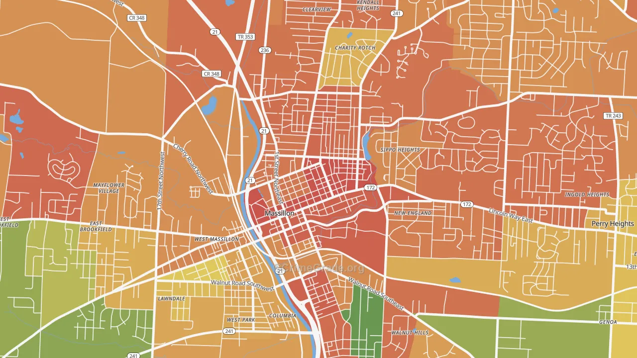 Fourth Street Historic District, Massillon, OH Map of Theft Rates