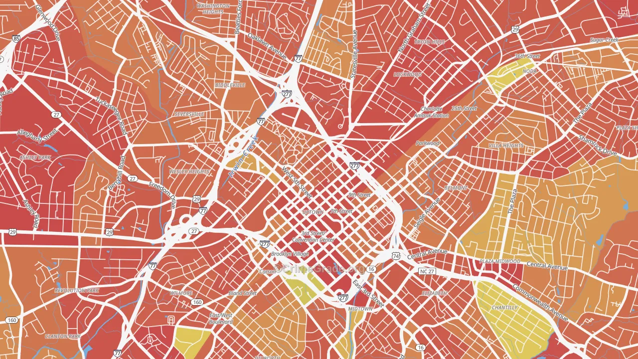 Fourth Ward, Charlotte, NC Map of Theft Rates