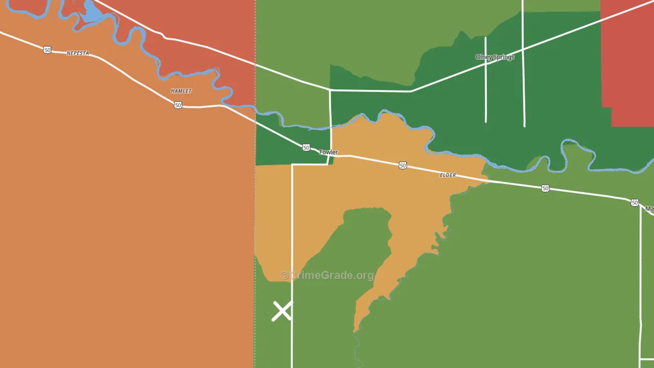 Fowler, CO Map of Theft Rates