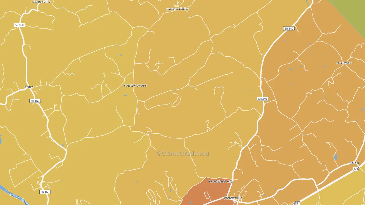 Fowler Grove, TN Map of Theft Rates
