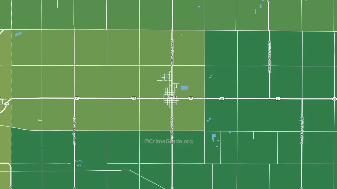 Fowler, MI Map of Theft Rates