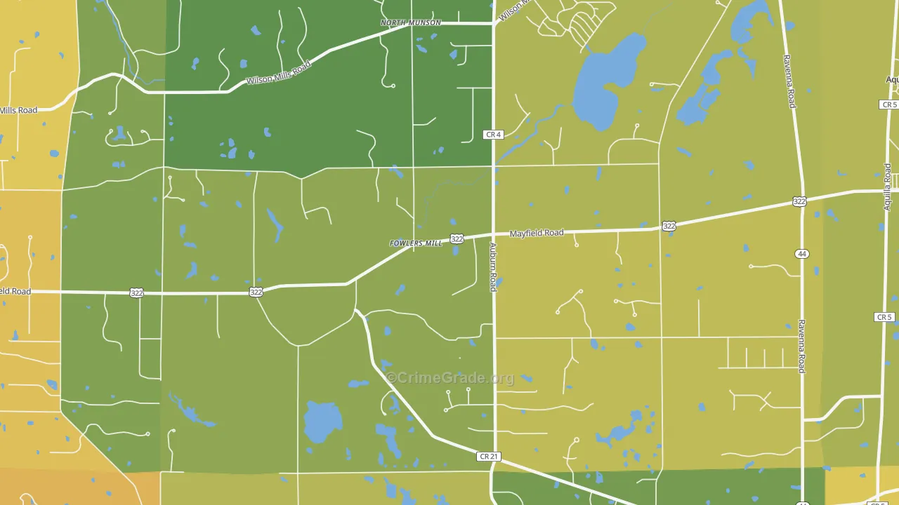 Fowlers Mill, OH Map of Theft Rates