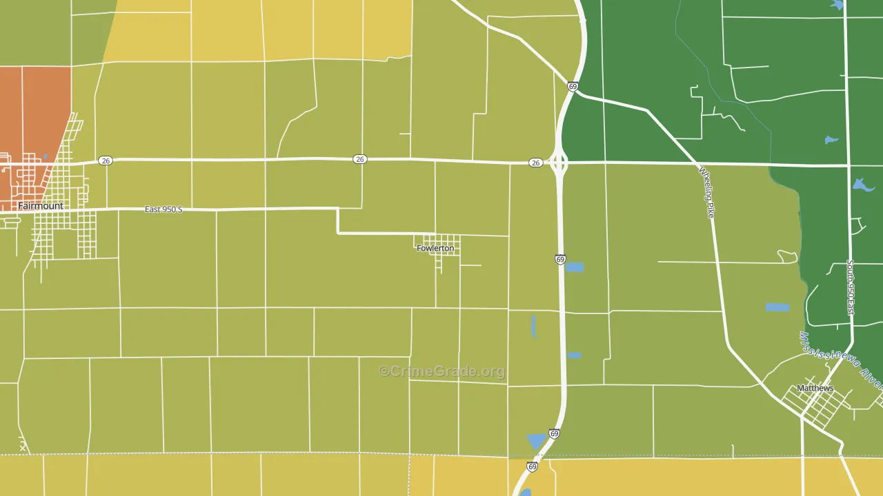 Fowlerton, IN Map of Theft Rates