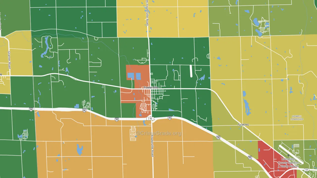 Fowlerville, MI Map of Theft Rates